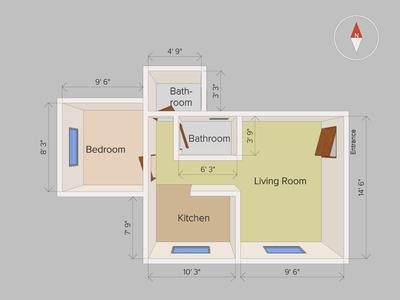 Floor Plan - 1 BHK Apartment in Katraj Kondhwa Road Near Katraj Lake, Katraj for sale - Pune | Housing.com